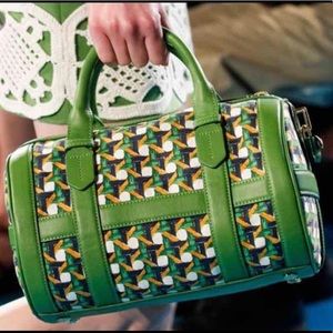 Tory Burch Riviera Leaf Green Canvas Satchel